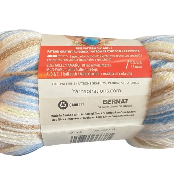 Lot of 4 Skeins Bernat Softee Baby Yarn Little Boy Blue White Tan crochet knit - Picture 5 of 5
